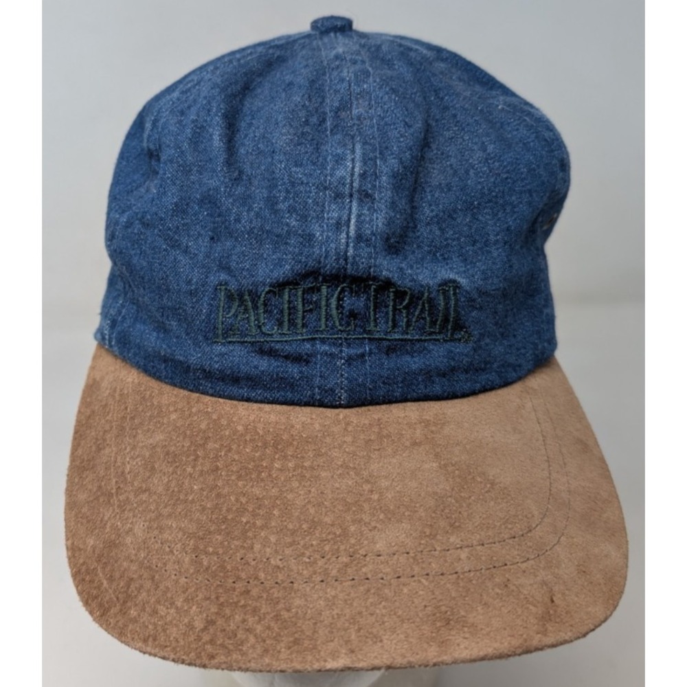Pacific Trail Denim Suede Union Made In USA Baseball Cap Dad Hat‎ Leather Strap